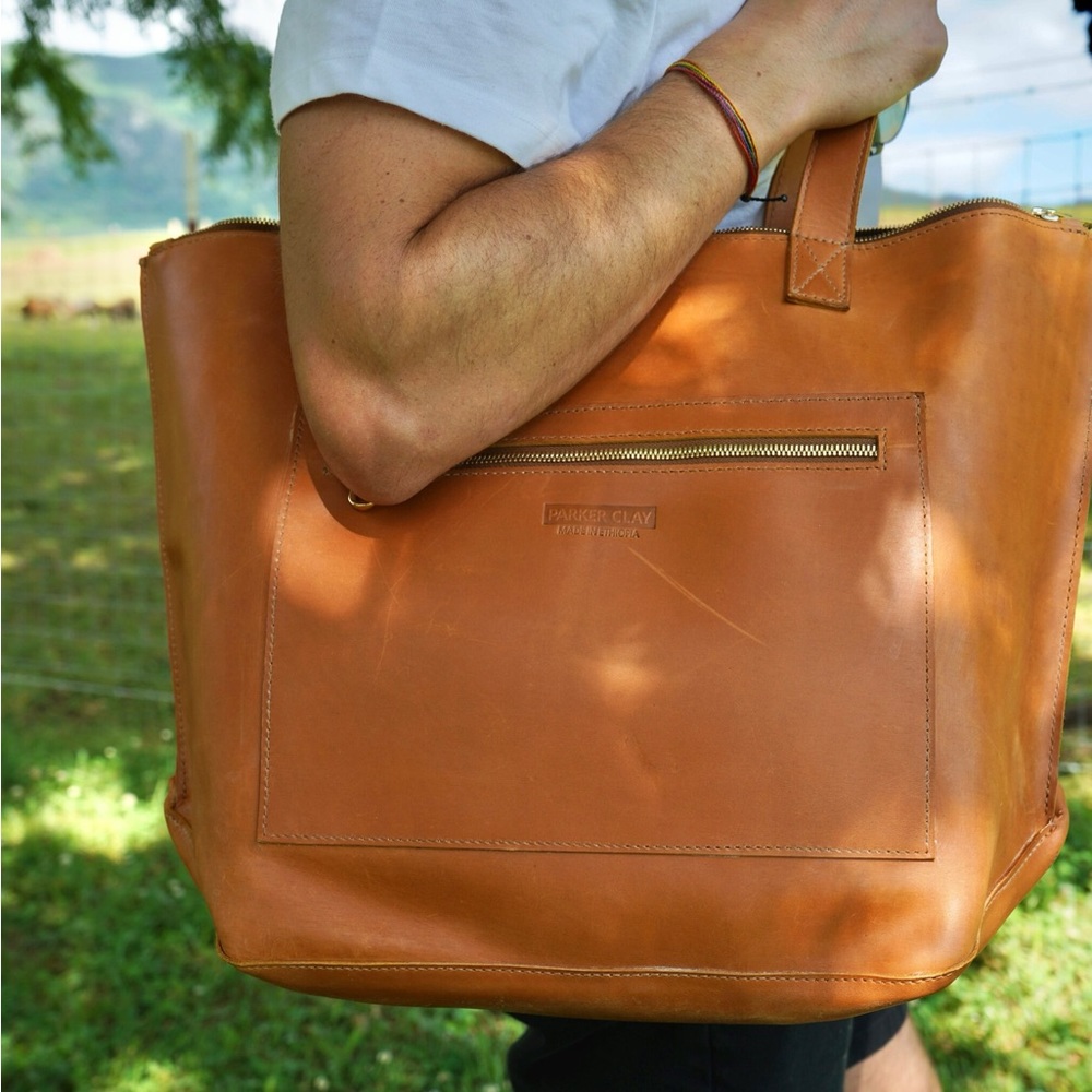 Parker Clay Leather Tote Bag